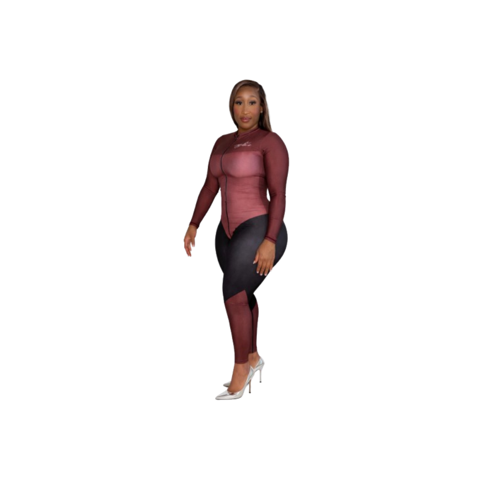 The Signature – Burgundy Chevron Sculpt Jumpsuit