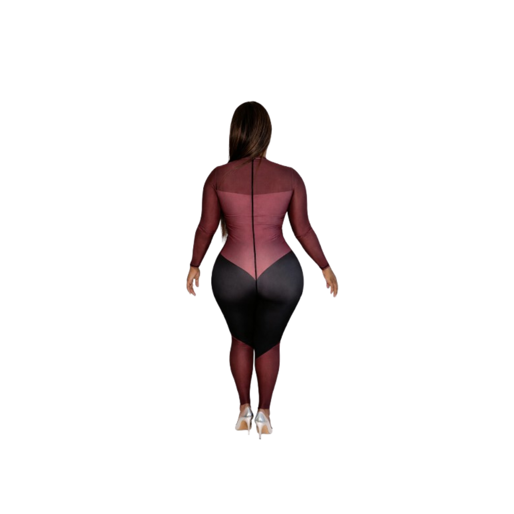 The Signature – Burgundy Chevron Sculpt Jumpsuit