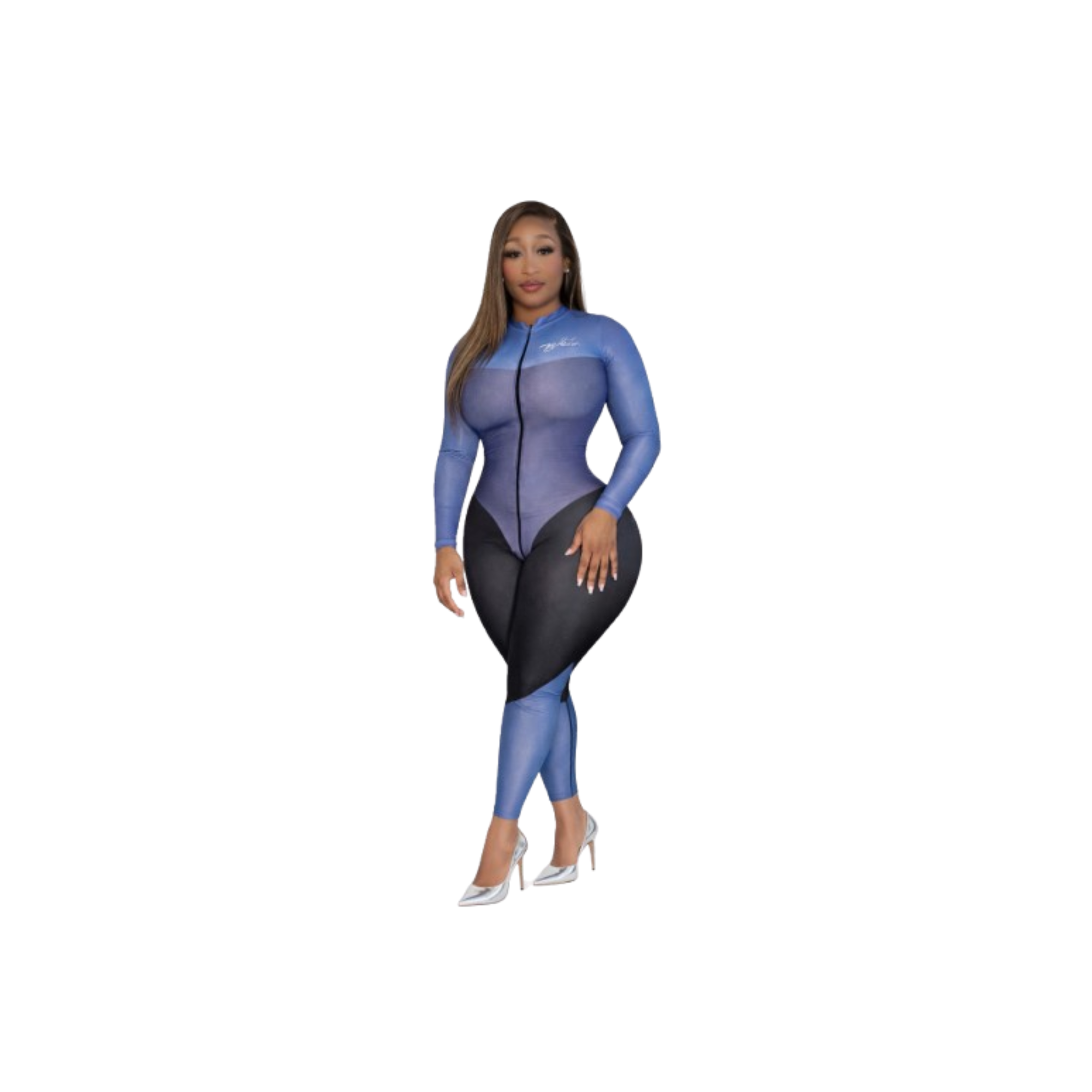 The Energy – Blue Chevron Sculpt Jumpsuit
