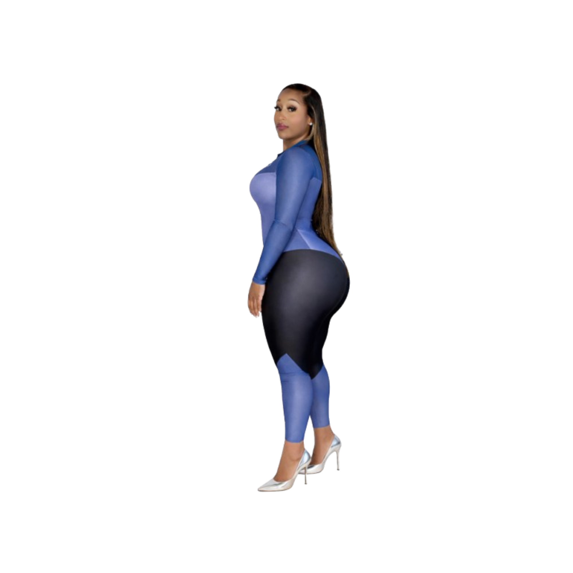 The Energy – Blue Chevron Sculpt Jumpsuit